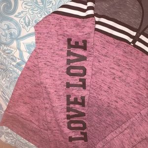 soft quarter zip “LOVE” hoodie